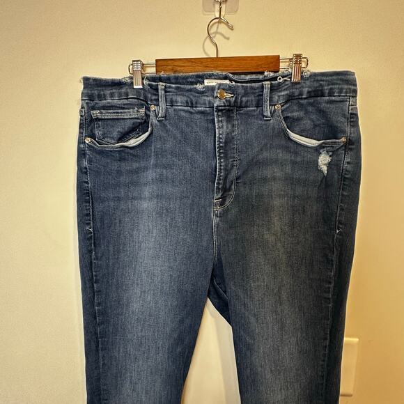 Good American Good Legs Crop Raw Hem Skinny Jeans Size 22 High Rise Stretch - Picture 4 of 13